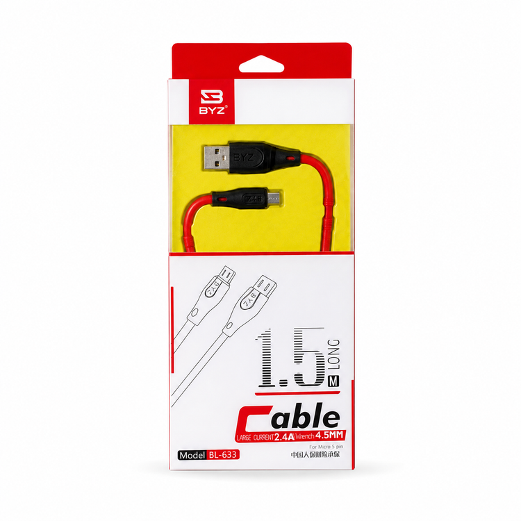 کابل تبدیل USB به micro بی وای زد مدل BL-633 طول 1.5 متر